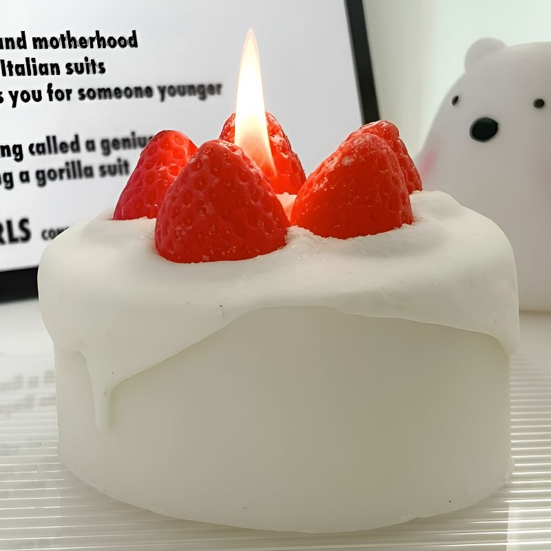 Adorable Strawberry Cake Candle