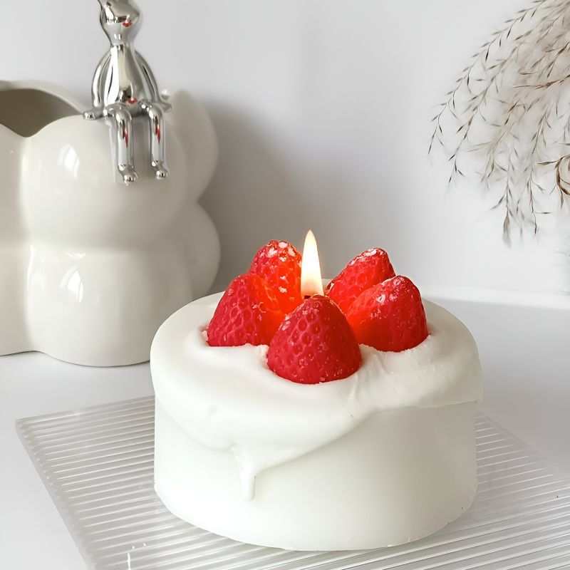 Adorable Strawberry Cake Candle