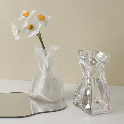 Crumpled Paper Glass Vase