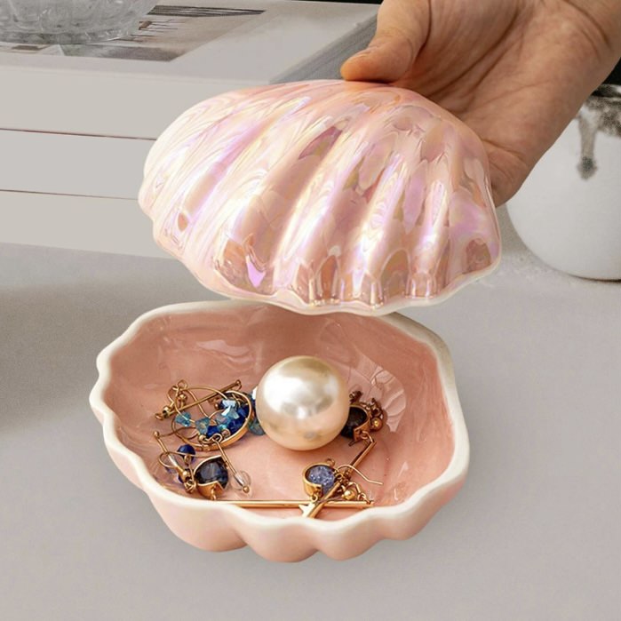 Ceramic Shell Jewelry Storage pink