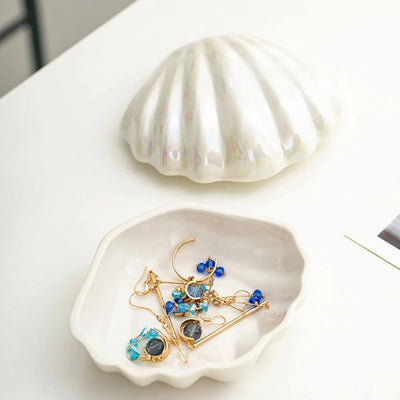 Ceramic Shell Jewelry Storage white