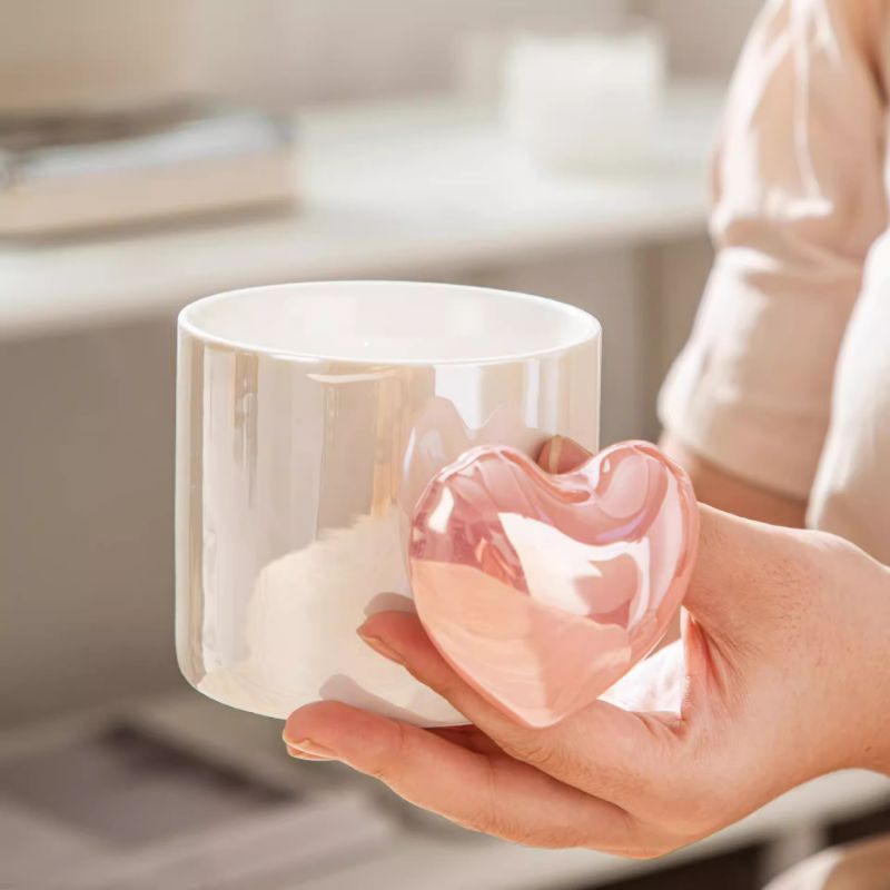 Pink Creative Mug with Heart Figurine