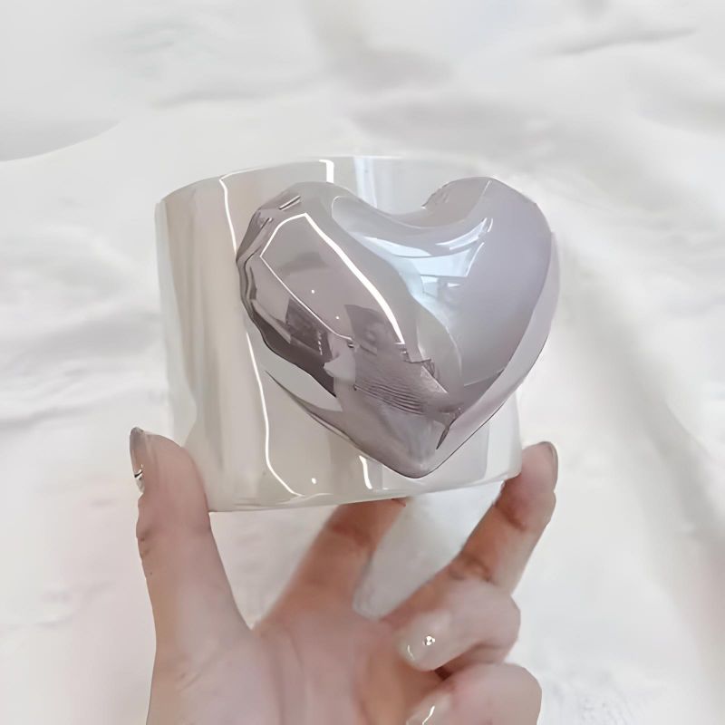 Purple Creative Mug with Heart Figurine