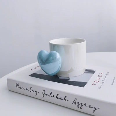 Blue Creative Mug with Heart Figurine