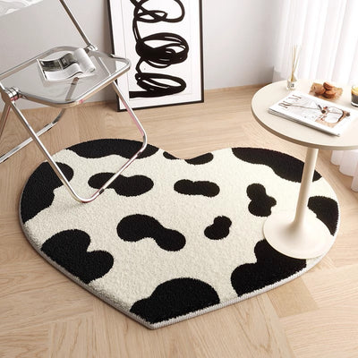 heart-shaped carpet (with cow coloring)