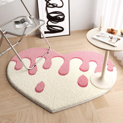 heart-shaped carpet (with streaks like ice cream) 