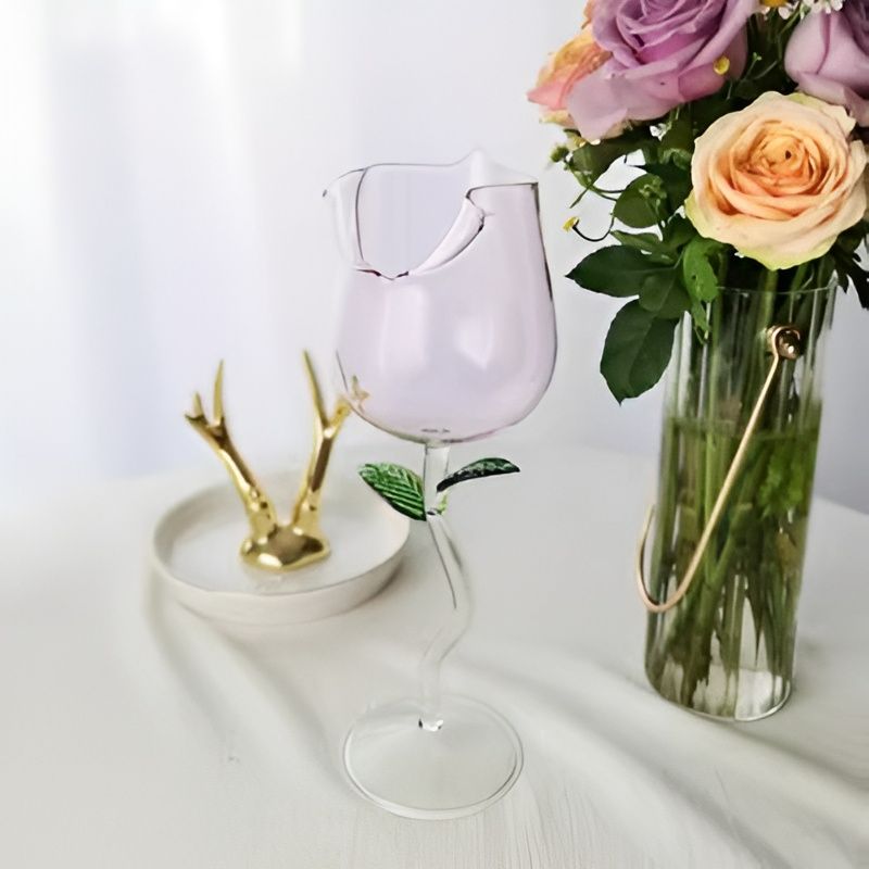 Pink Elegant Rose shaped Glass
