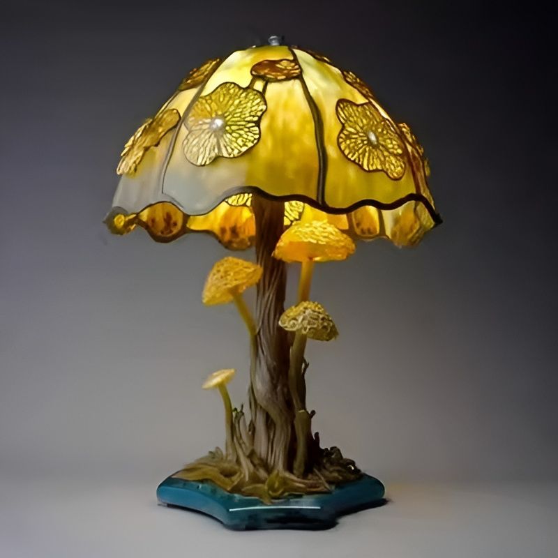 Yellow Fairycore Mushroom Glass Lamp