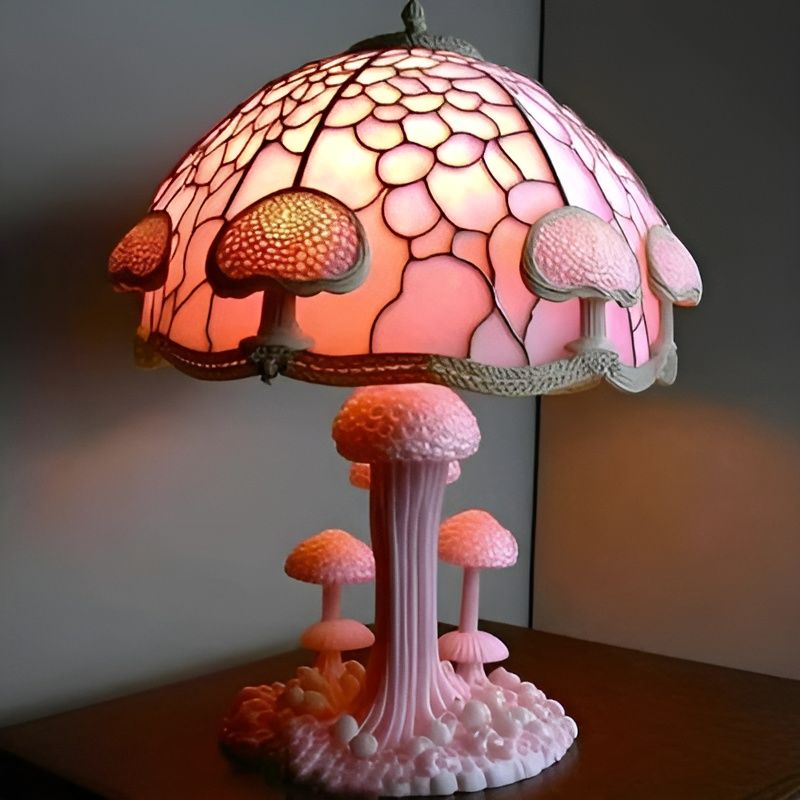 Pink Fairycore Mushroom Glass Lamp