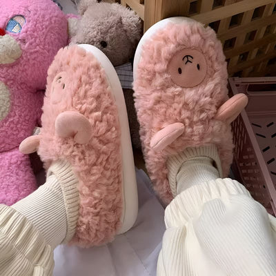 Pink Fluffy Sheep Slippers