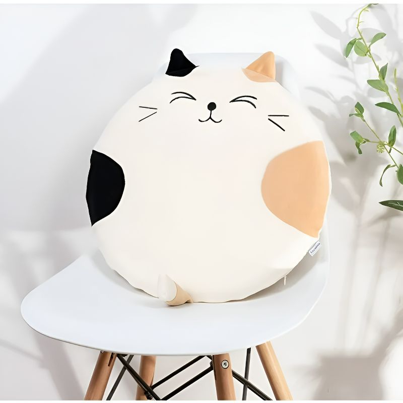 White Kawaii Cat Pillow