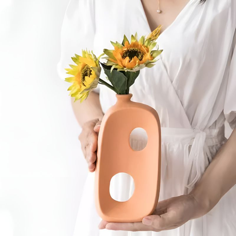 Orange Minimalistic Abstract Hollow Vase