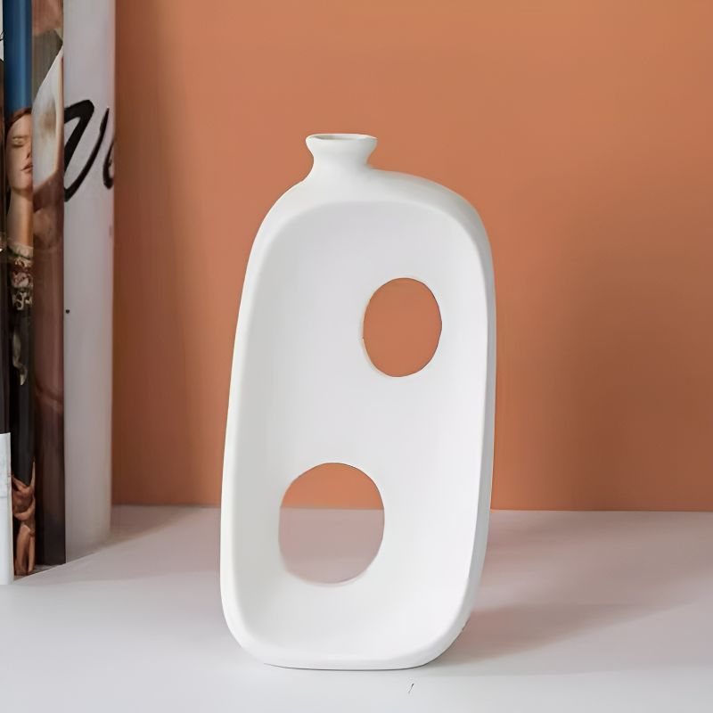 White Minimalistic Abstract Hollow Vase