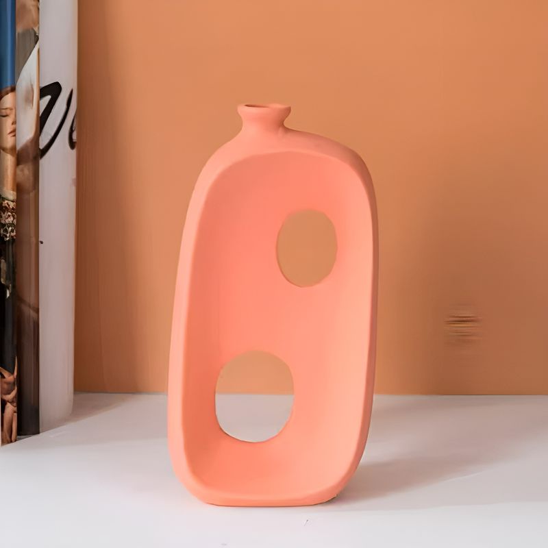 Red Minimalistic Abstract Hollow Vase