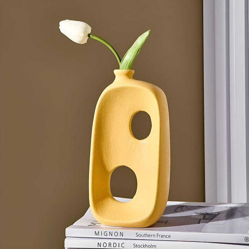 Yellow Minimalistic Abstract Hollow Vase