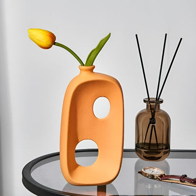 Orange Minimalistic Abstract Hollow Vase