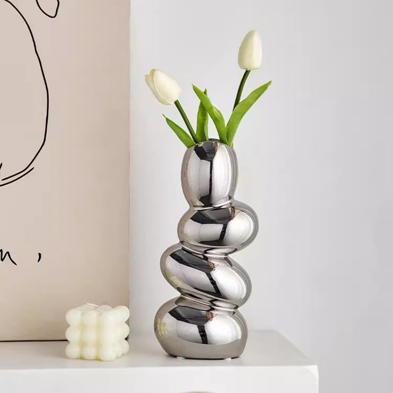 Silver Nordic Aesthetic Vase