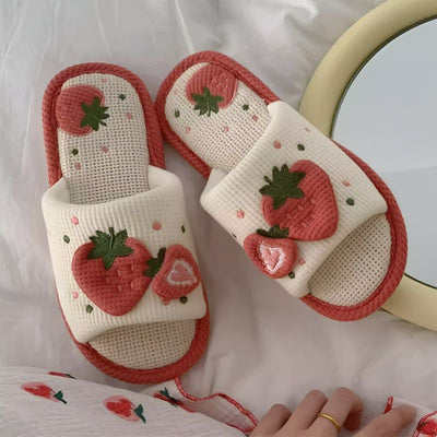 cottagecore strawberry slippers