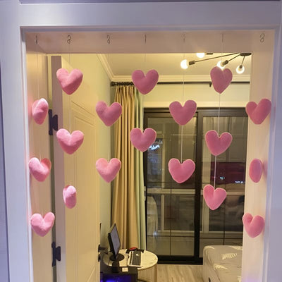 pink fluffy hearts wall decoration