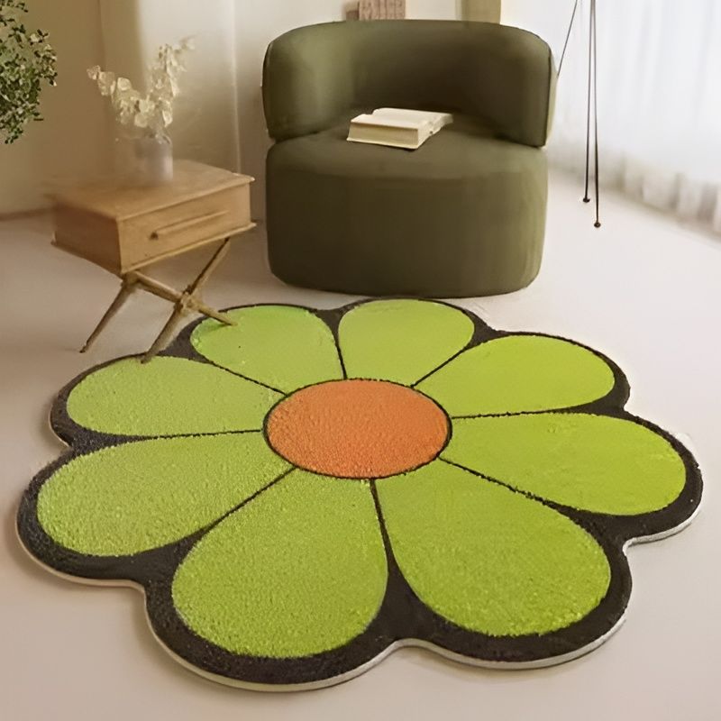 green fluffy flower carpet