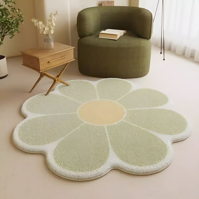 light green fluffy flower carpet