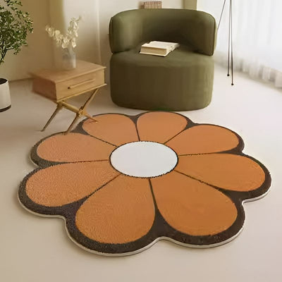 orange fluffy flower carpet