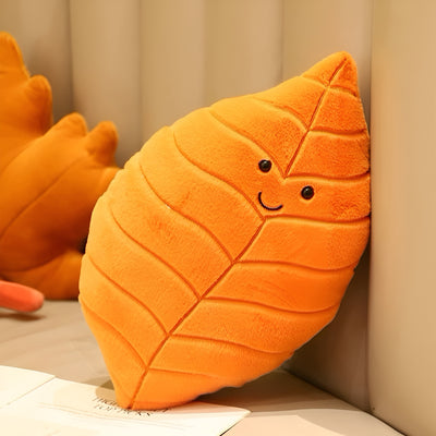 rich orange autumn leave pillow