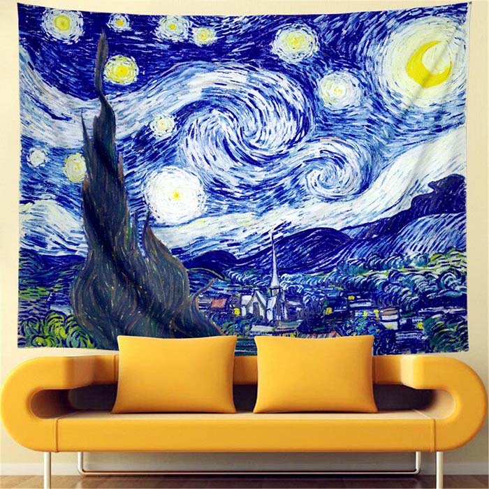 boogzel home aesthetic van gogh starry night tapestry