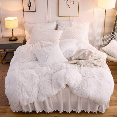 White Plush Bedding Set