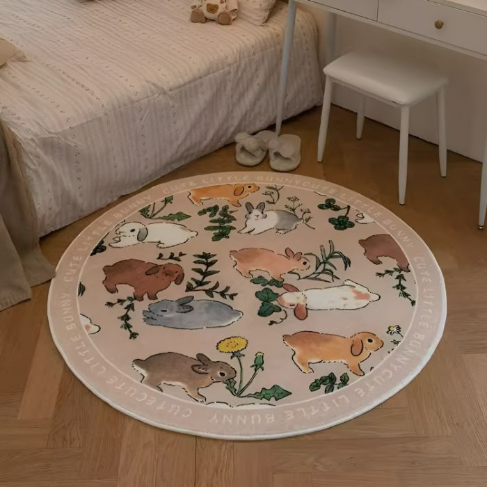 Cottagecore Fluffy Bunnies Accent Rugs