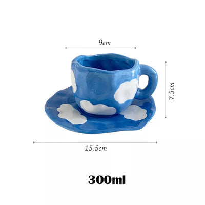 aesthetic cloudy sky irregular ceramic mug