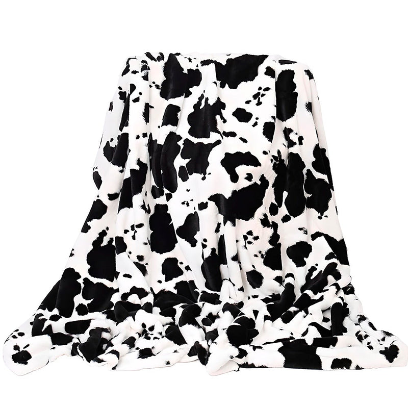 fluffy cow print throw blanket boogzel
