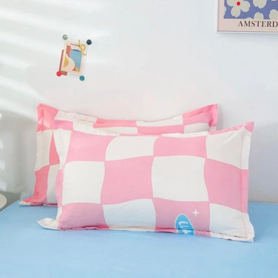 Pink Danish Pastel Checkered Bedding Set