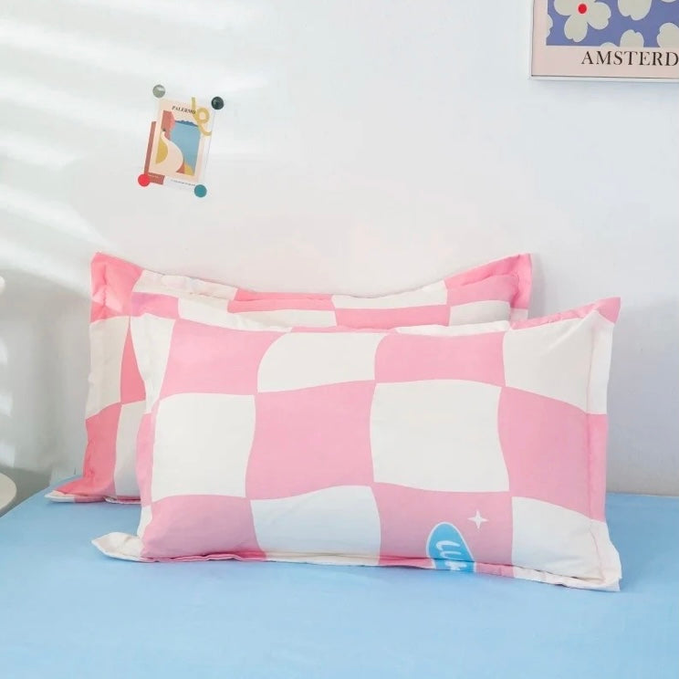 Pink Danish Pastel Checkered Bedding Set
