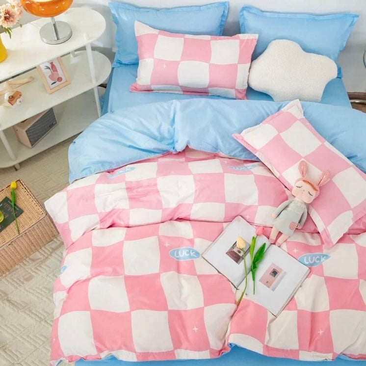  Pink Danish Pastel Checkered Bedding Set