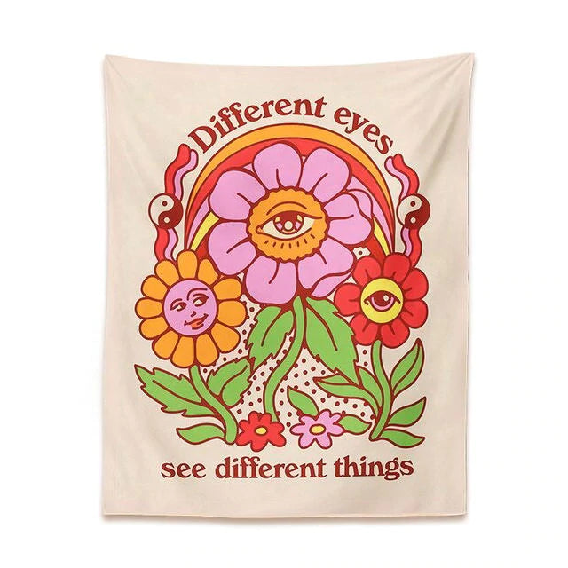 flowers with eyes tapestry