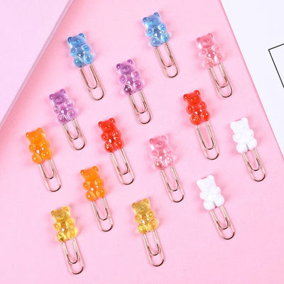 cute indie school stationary gummy bear paper clips