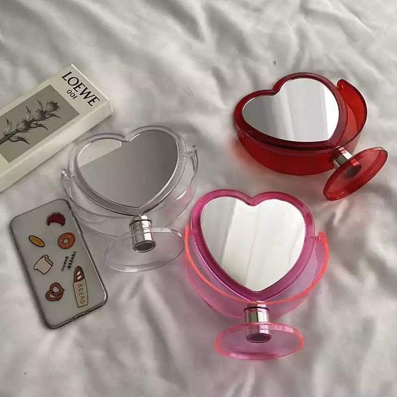 boogzel home aesthetic heart shaped makeup mirror