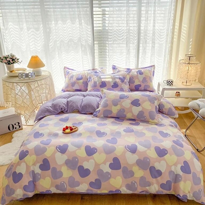 Lavender Hearts Bedding Set
