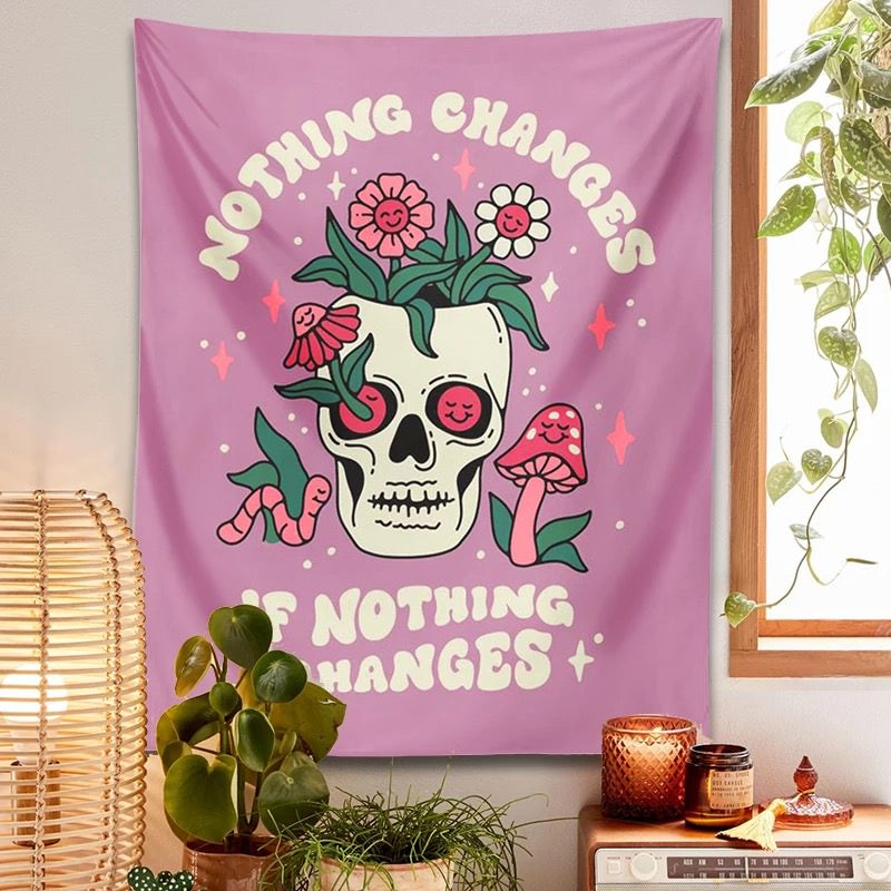 nothing changes wall tapestry