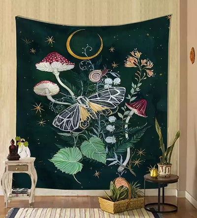 boogzel home aesthetic moth tapestry