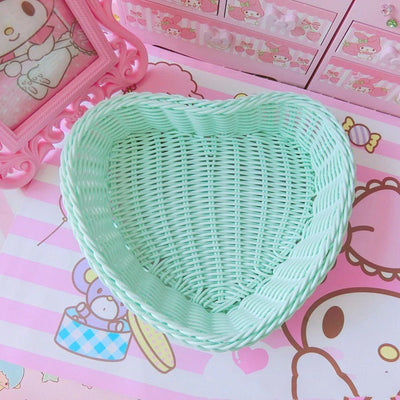 aesthetic green heart storage basket boogzel
