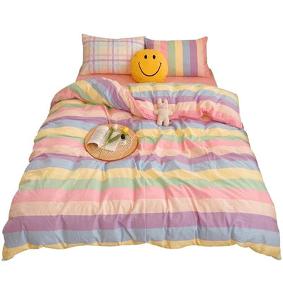 boogzel home pastel stripes bedding set