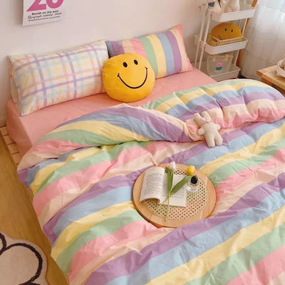 pastel rainbow bedding set