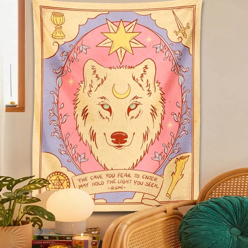 aesthetic wolf tapestry