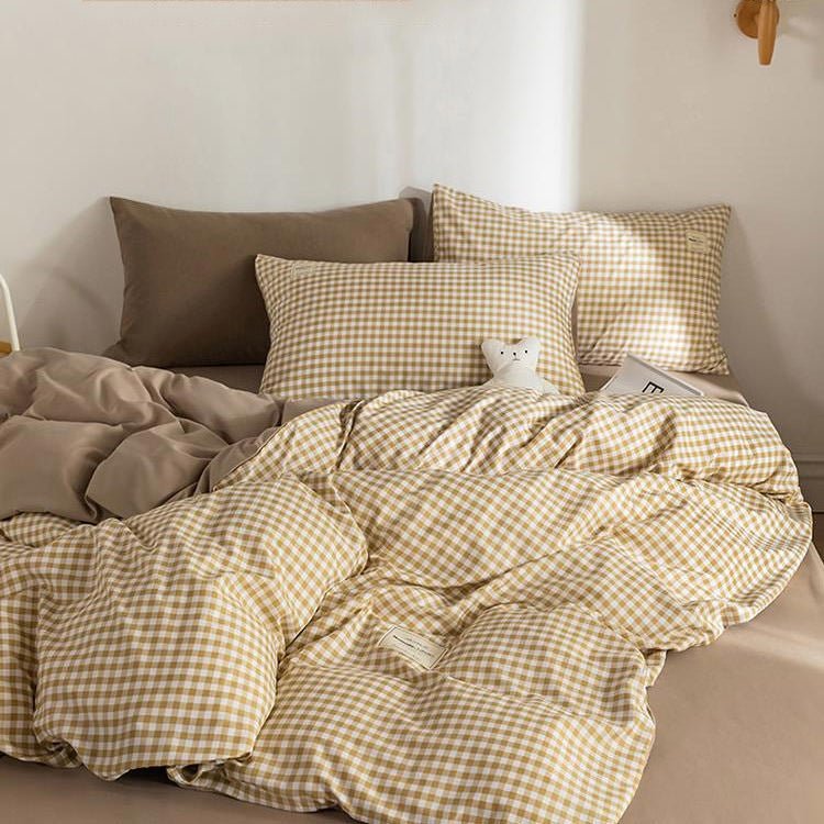 boogzel home buy aesthetic plaid cozy bedding set