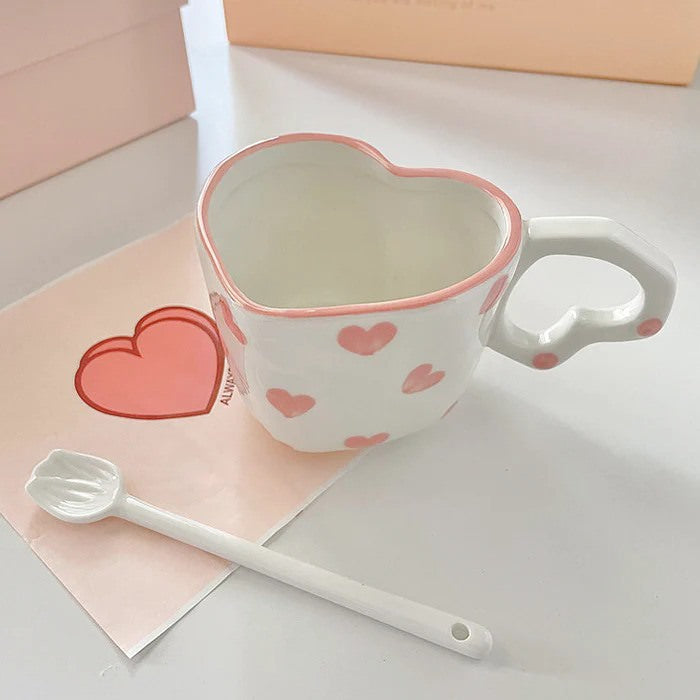 heart shaped ceramic mug 