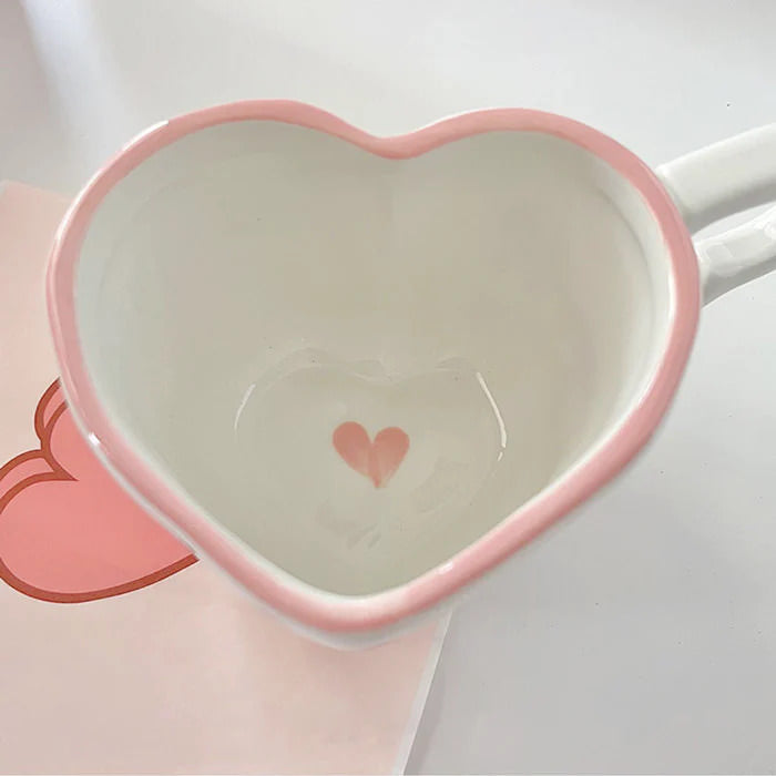 aesthetic heart shaped ceramic mug