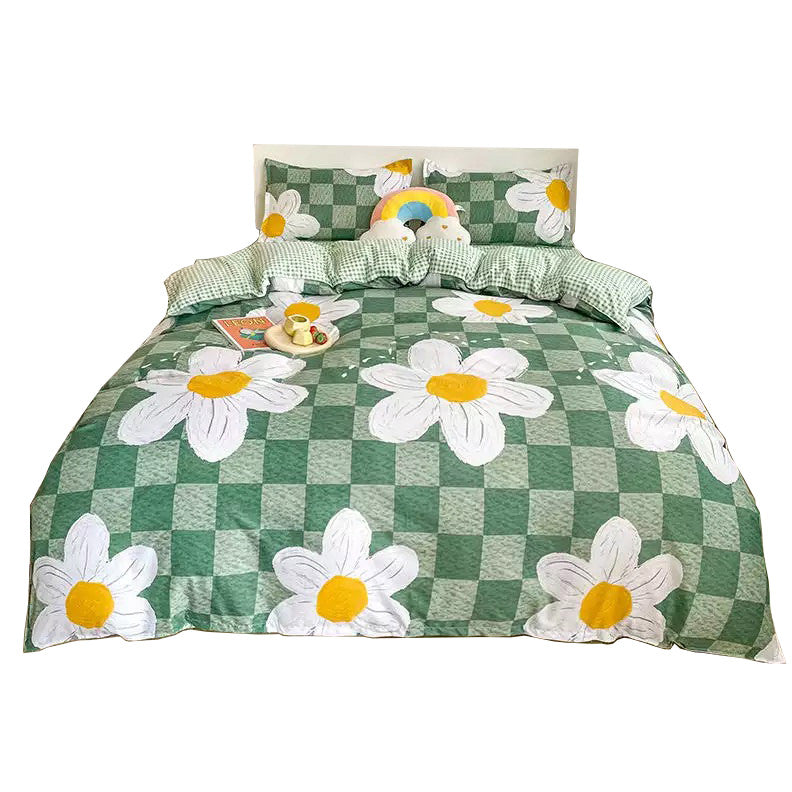 checkered chamomile bedding set boogzel home