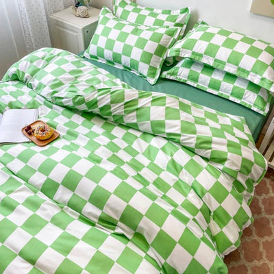 boogzel home light green checkered bedding set